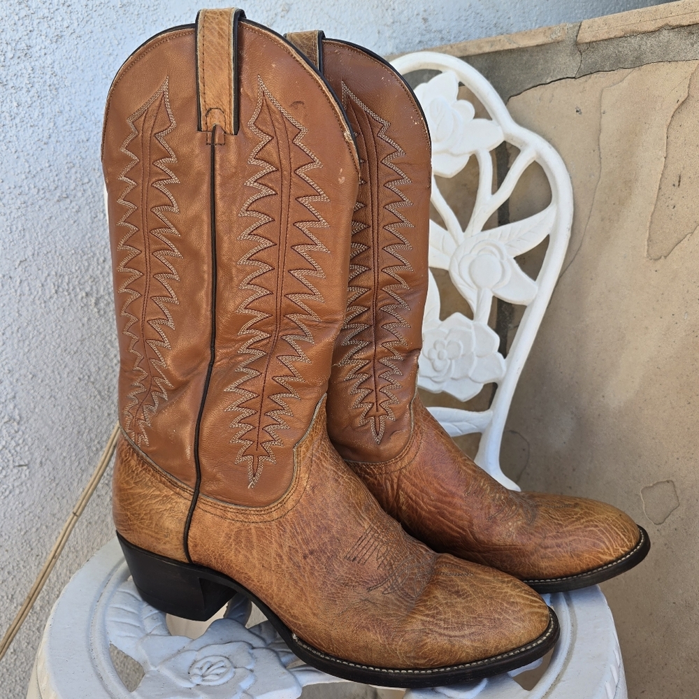 Vintage Wrangler Boots 10.5B - Cognac Brown Color Leather Shaft